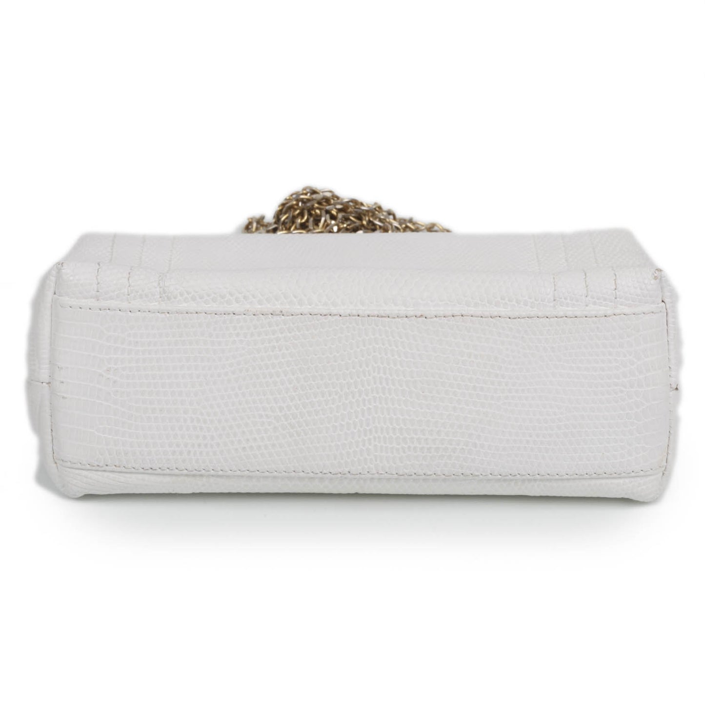 Lizard Embossed Leather Evening Bag White