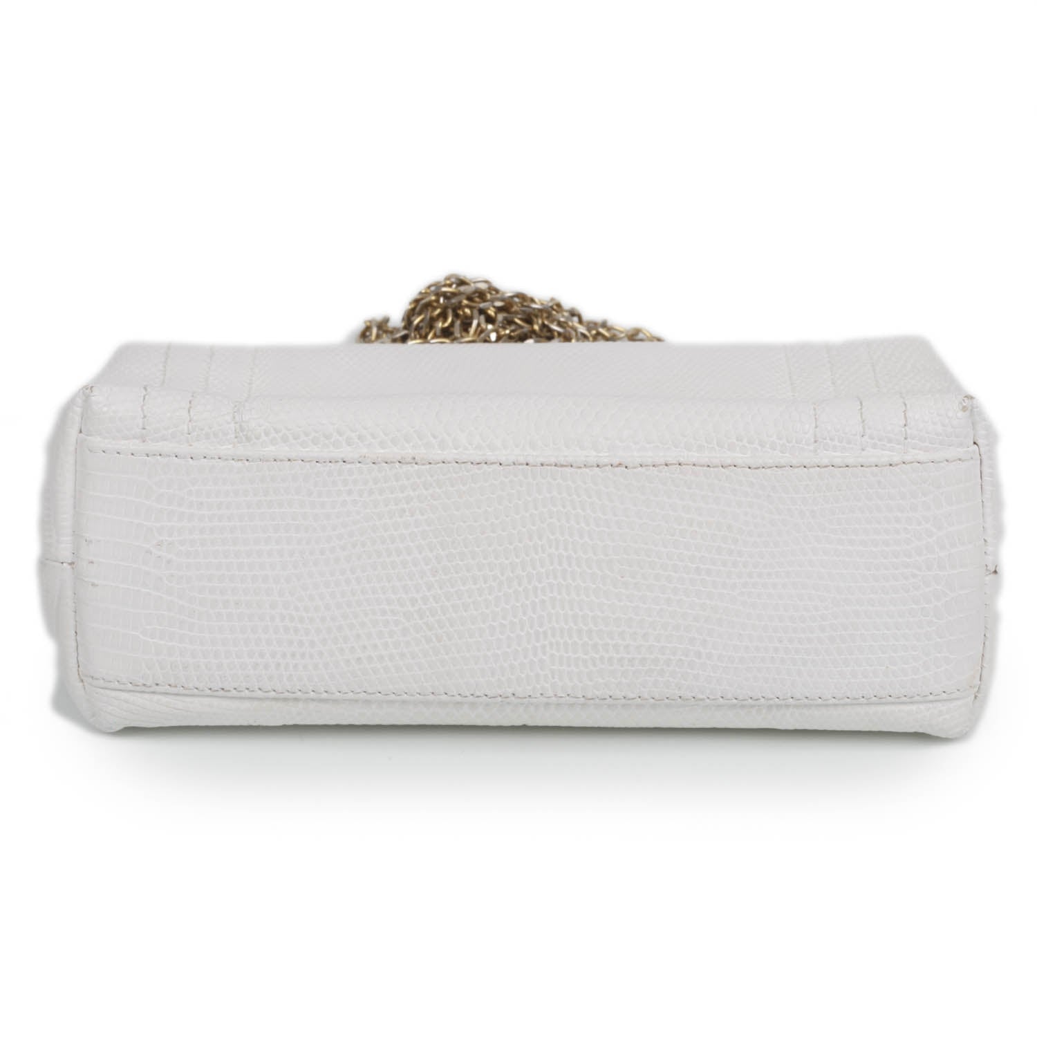 Chanel Lizard Embossed Leather Evening Bag White 3 of 9