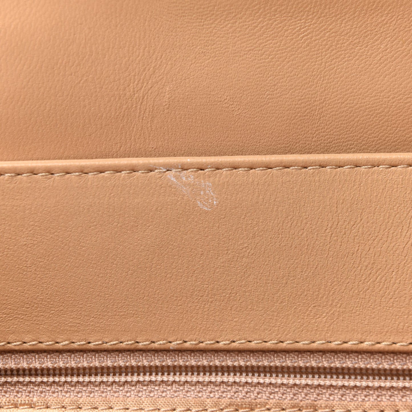 Lambskin Double Stitch Quilted Tote Beige