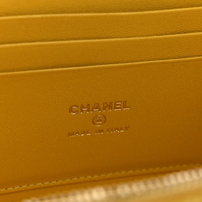 Chanel Lambskin Quilted Small Charming Top Handle Vanity Case With Chain Yellow 6 of 13