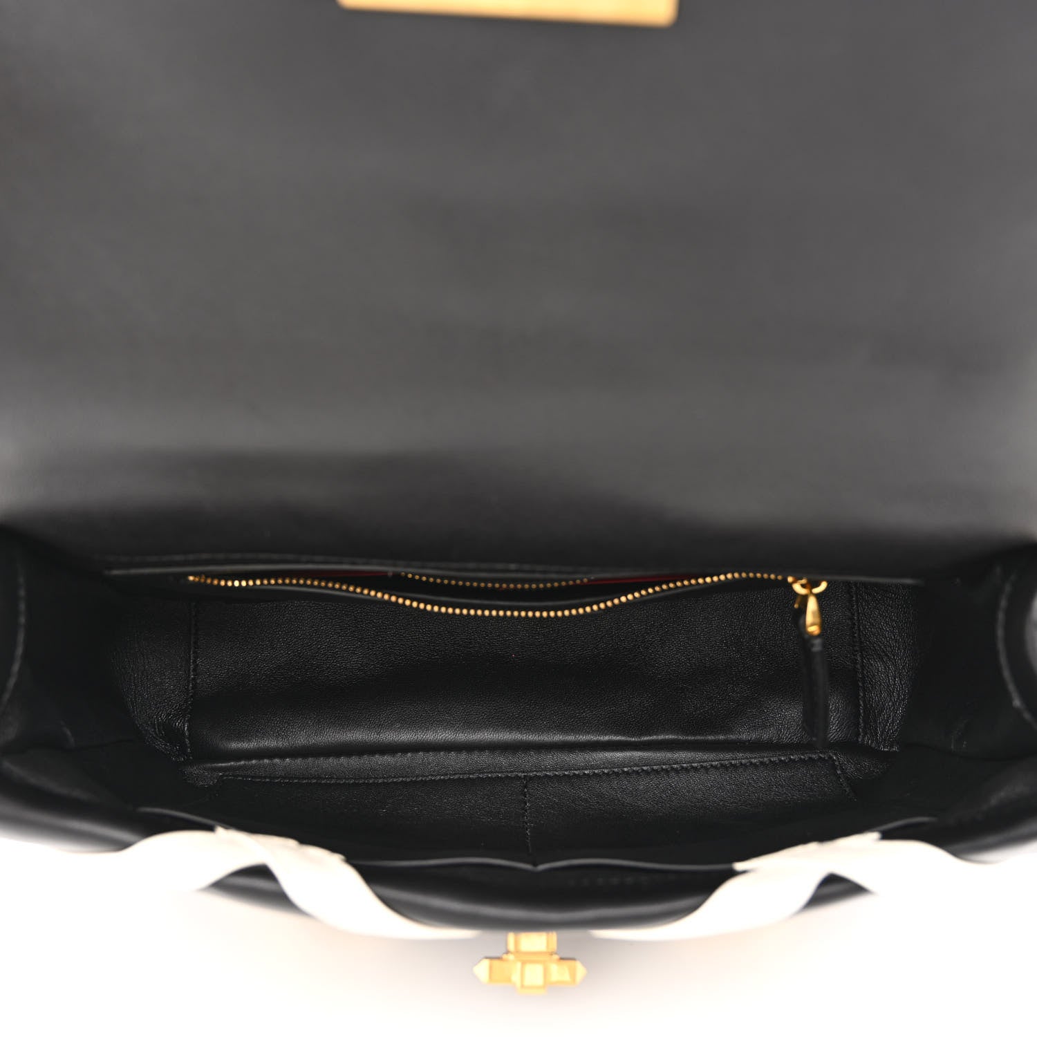 Valentino Garavani Nappa Large Roman Stud Shoulder Bag Black White 5 of 9