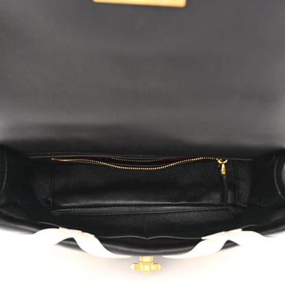 Valentino Garavani Nappa Large Roman Stud Shoulder Bag Black White 5 of 9
