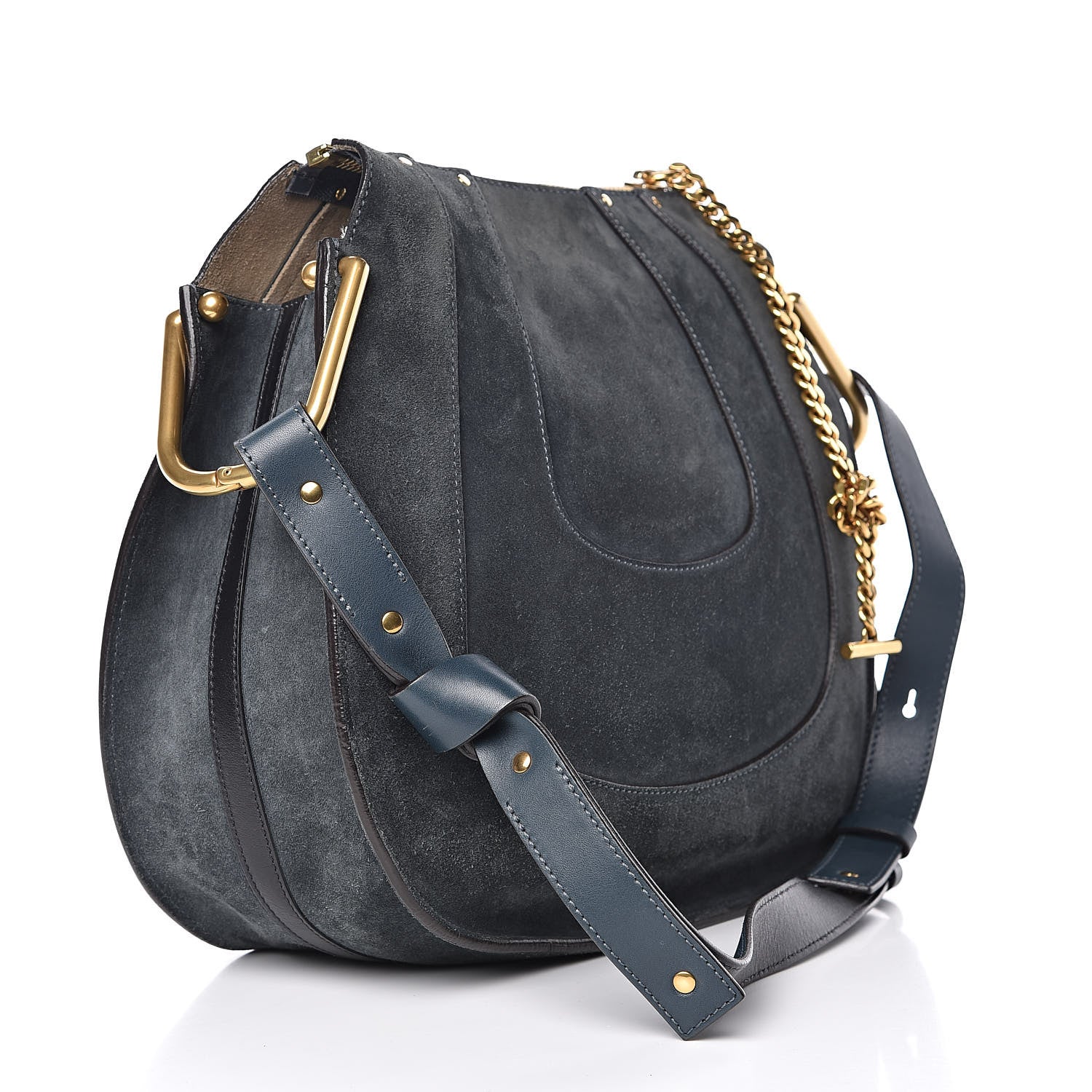 Chloe Calfskin Suede Small Hayley Hobo Silver Blue 3 of 15