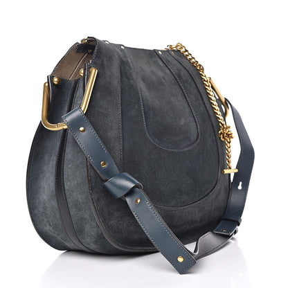 Chloe Calfskin Suede Small Hayley Hobo Silver Blue 3 of 15