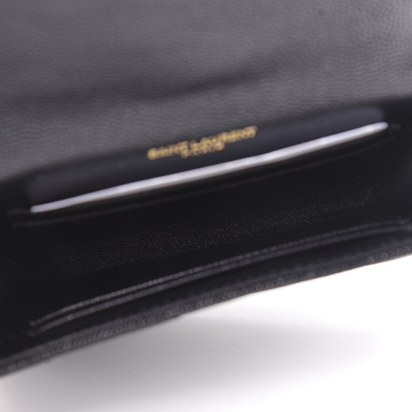 Grain De Poudre Matelasse Chevron Small Monogram Envelope Wallet Black