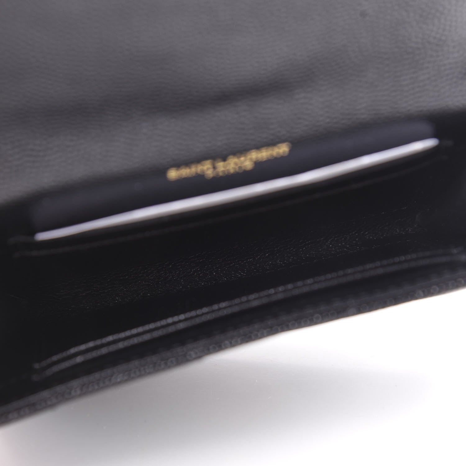 Saint Laurent Grain De Poudre Matelasse Chevron Small Monogram Envelope Wallet Black 5 of 7