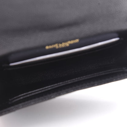 Saint Laurent Grain De Poudre Matelasse Chevron Small Monogram Envelope Wallet Black 5 of 7