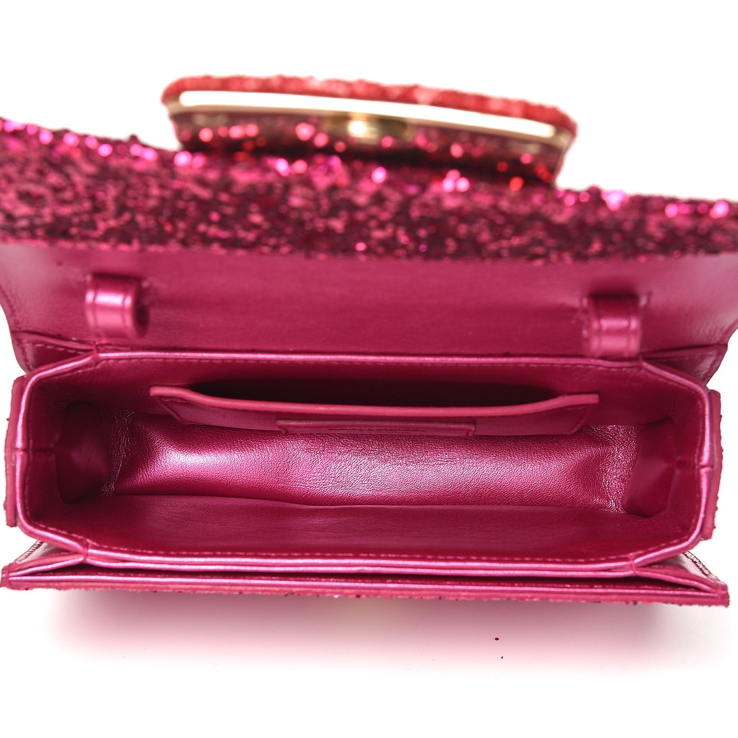 Saint Laurent Glitter Small Lulu Bunny Satchel Fuchsia Red 5 of 7