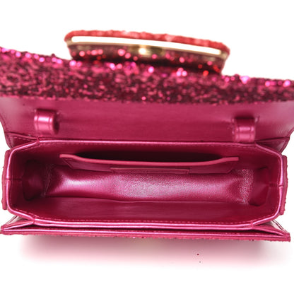 Saint Laurent Glitter Small Lulu Bunny Satchel Fuchsia Red 5 of 7