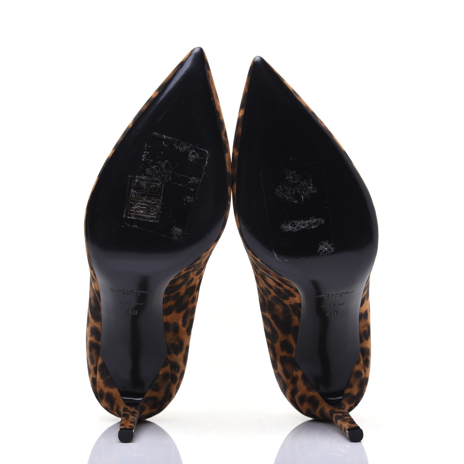 Saint Laurent Suede Leopard Printed Anja Pumps 40 Natural Coffee 5 of 13