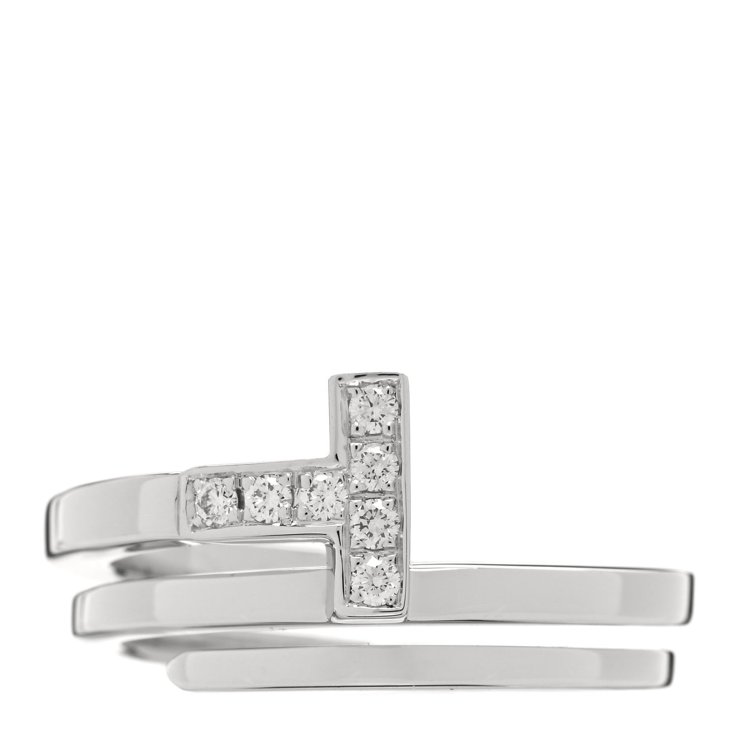 18K White Gold Diamond T Wrap Ring 54 6.75