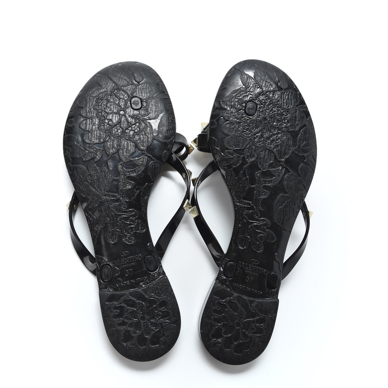 Valentino Garavani PVC Jelly Rockstud Bow Thong Sandals 37 Black 11 of 13