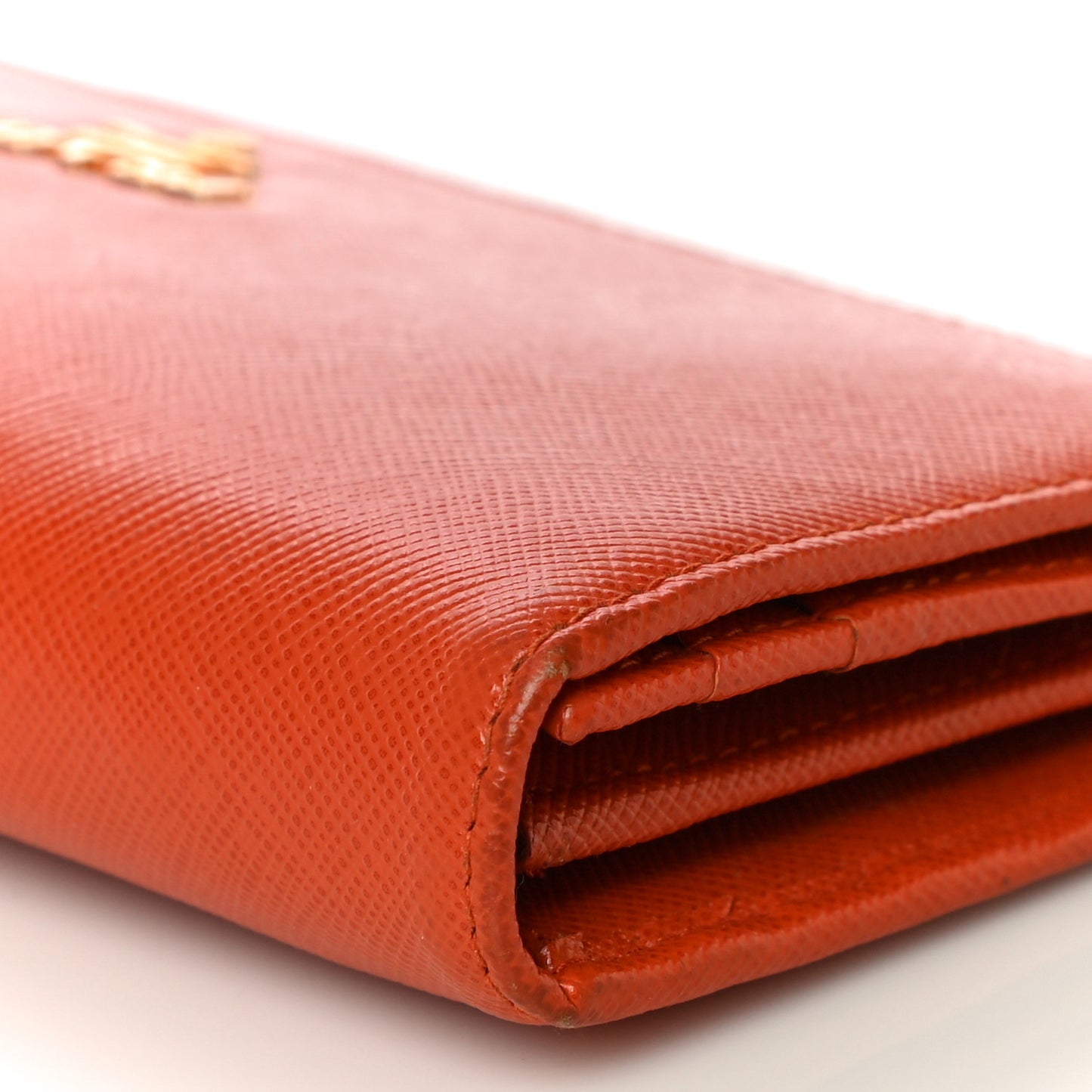 Saffiano Metal Continental Flap Wallet Papaya