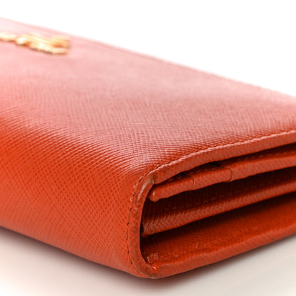 Prada Saffiano Metal Continental Flap Wallet Papaya 13 of 14