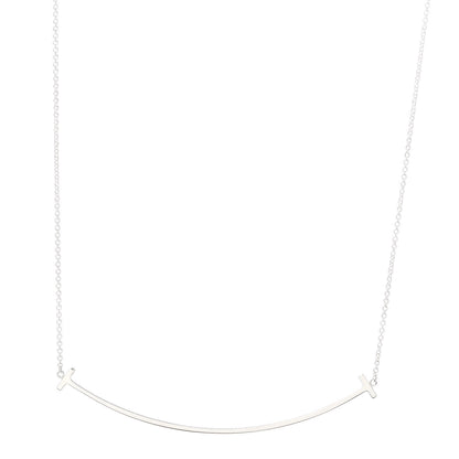 Tiffany Sterling Silver Large T Smile Pendant Necklace 1 of 6