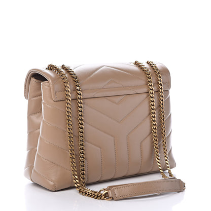 Saint Laurent Calfskin Y Quilted Monogram Small Loulou Chain Satchel Dark Beige 3 of 10