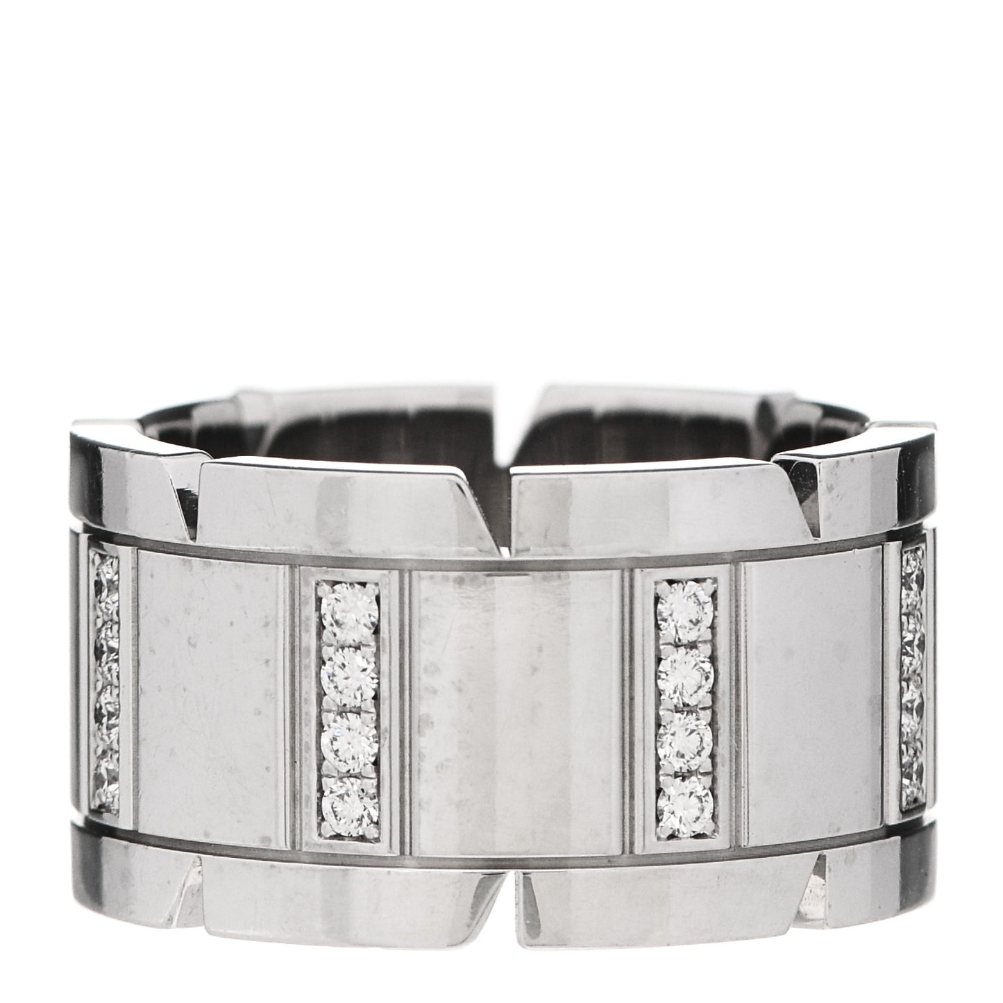 18K White Gold Diamond 11mm Tank Francaise Ring 51 5.75