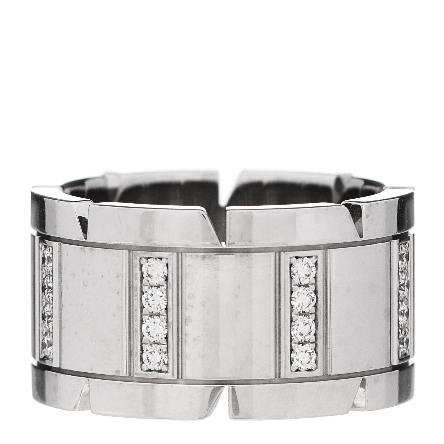 Cartier 18K White Gold Diamond 11mm Tank Francaise Ring 51 5.75 1 of 4