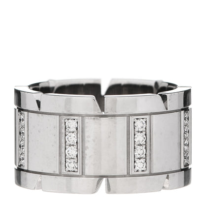 Cartier 18K White Gold Diamond 11mm Tank Francaise Ring 51 5.75 1 of 4