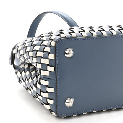 Fendi Calfskin Woven Mini Peekaboo Iconic Satchel Mirto White Ice 7 of 8