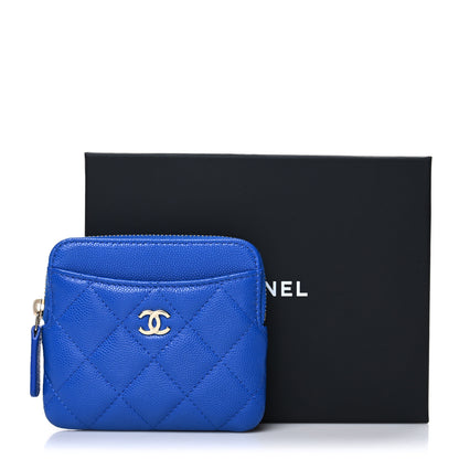 Chanel Caviar Quilted Zip Card Holder Wallet Blue 10 of 10
