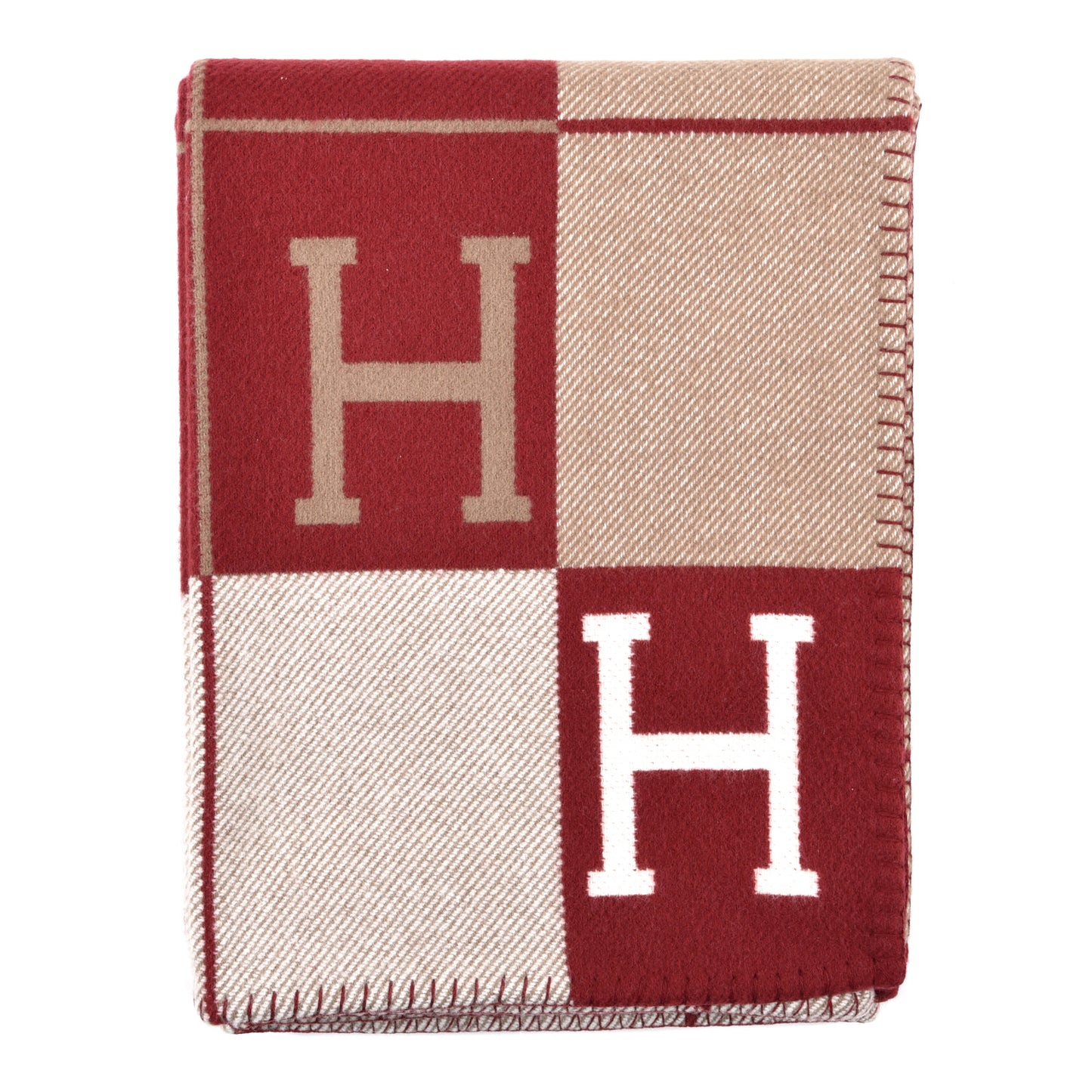 Wool Cashmere Avalon III Blanket Ecru Rouge H
