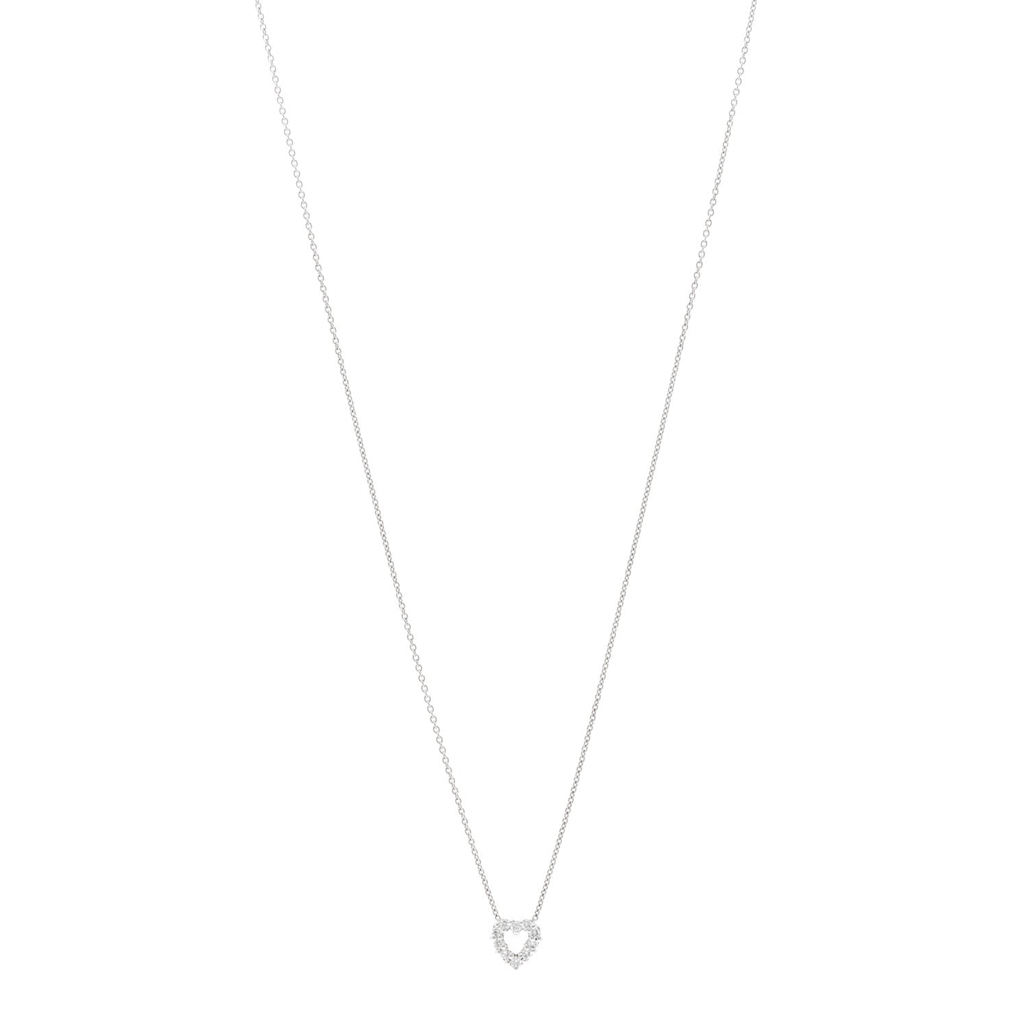 Roberto Coin 18K White Gold Diamond Tiny Treasures Heart Pendant Necklace 1 of 4