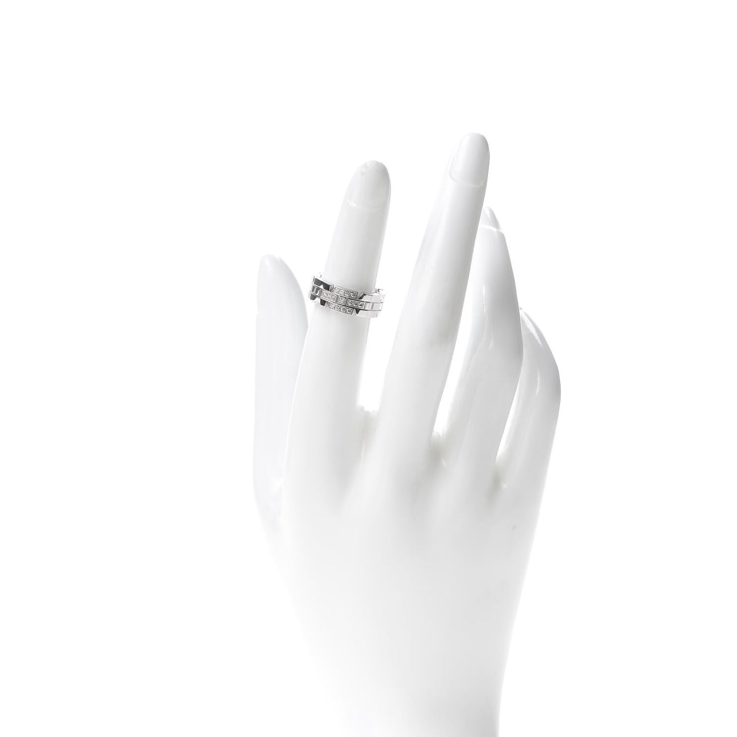 18K White Gold Diamond 6mm Tank Francaise Band Ring 48 4.5