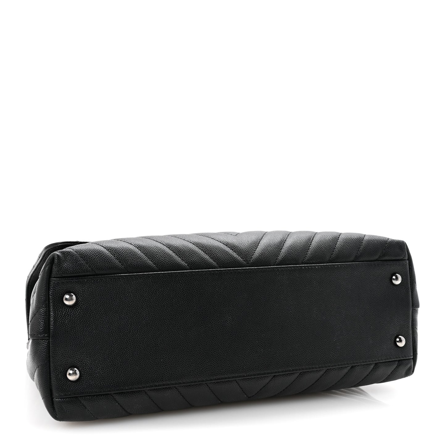 Caviar Chevron Quilted Medium Coco Handle Flap Black