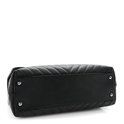 Chanel Caviar Chevron Quilted Medium Coco Handle Flap Black 4 of 10