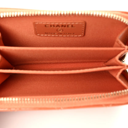 Chanel Patent Calfskin Quilted Zip Coin Purse Orange 5 of 9