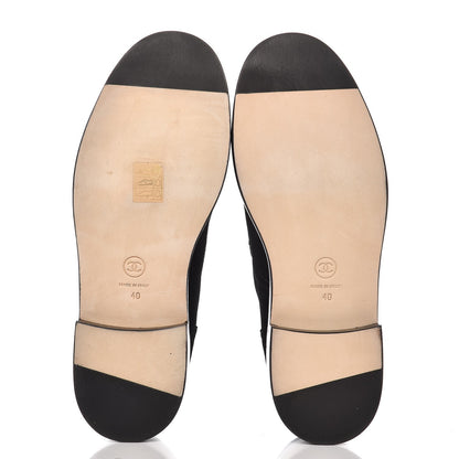 Chanel Velvet Patent Mocassin Loafers 40 Black 5 of 9
