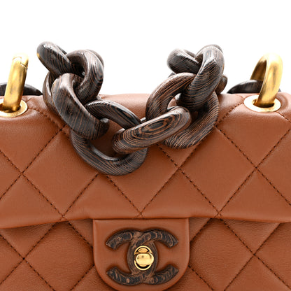Chanel Lambskin Wenge Quilted Mini Fashion Wood Square Flap Light Brown 8 of 12