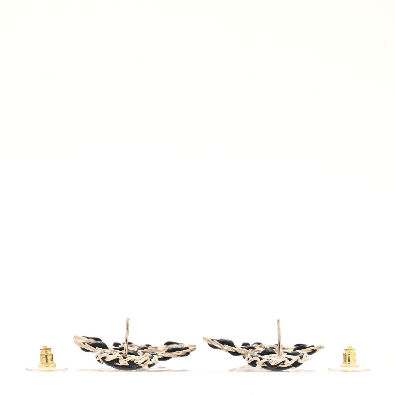 Chanel Lambskin CC Chain Drop Earrings Black Gold 3 of 4