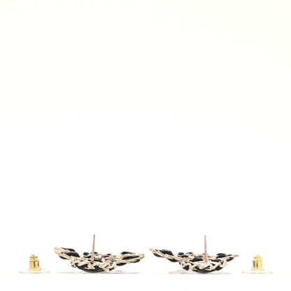 Chanel Lambskin CC Chain Drop Earrings Black Gold 3 of 4
