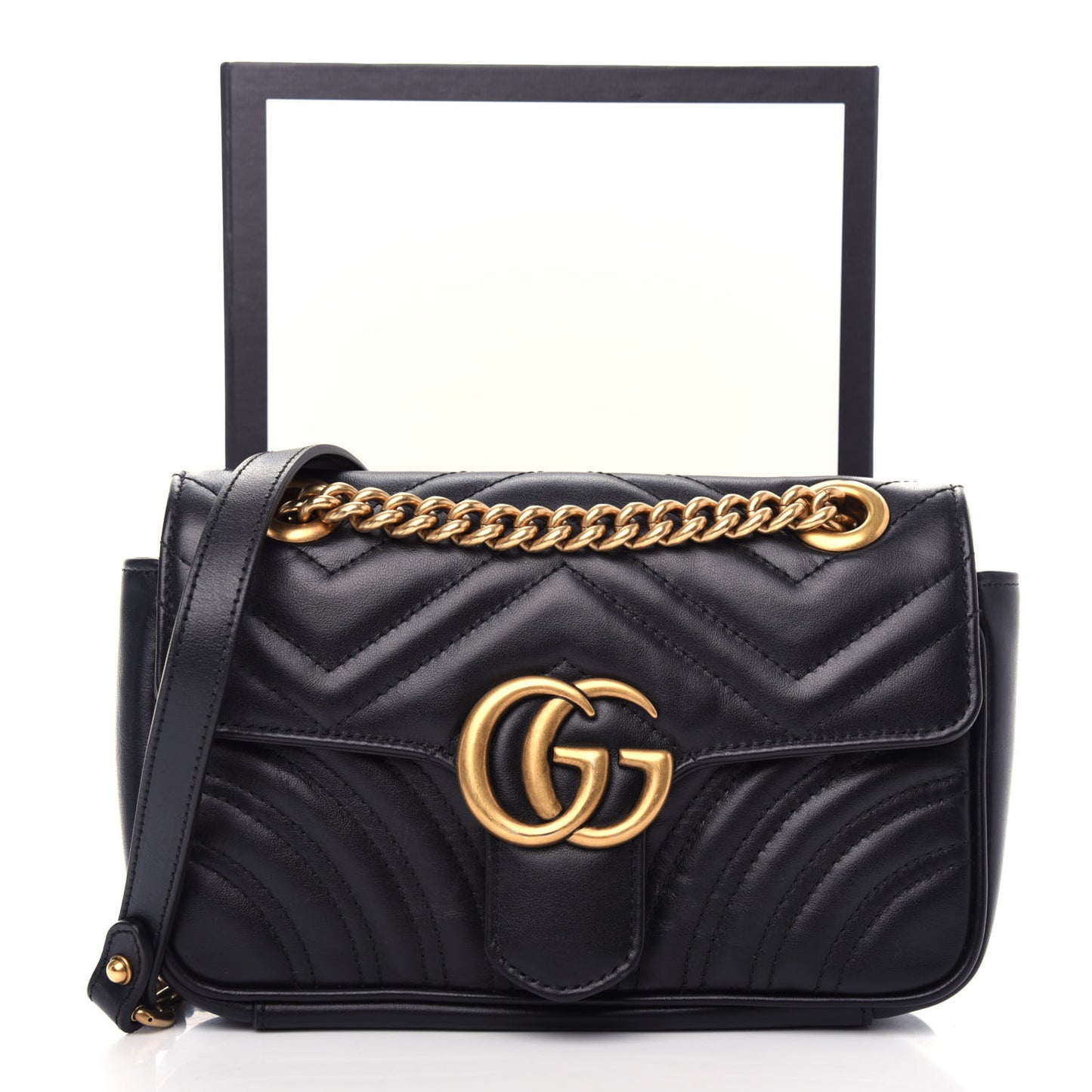 Calfskin Matelasse Mini GG Marmont Shoulder Bag Black