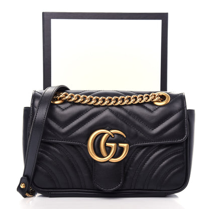 Gucci Calfskin Matelasse Mini GG Marmont Shoulder Bag Black 11 of 12