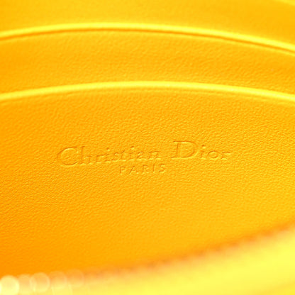 Christian Dior Calfskin Cannage Caro Zipped Pouch With Chain Sunny Yellow 6 of 9