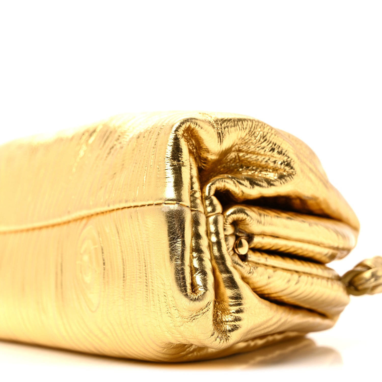 Bottega Veneta Metallic Bark Calfskin The Mini Pouch Gold 1822334