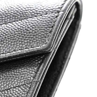 Saint Laurent Grain De Poudre Matelasse Chevron Small Monochrome Monogram Envelope Wallet Black Black 9 of 9