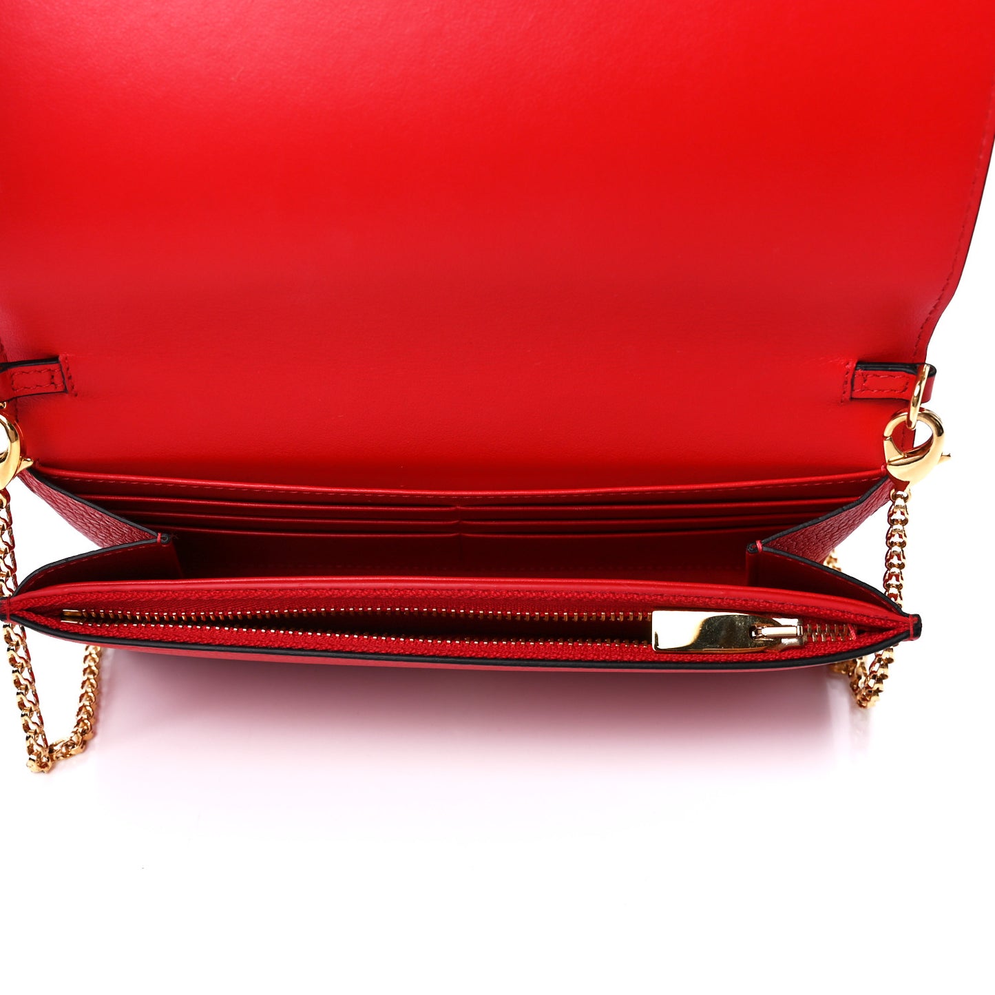 Calfskin Boudoir Wallet on Chain Red