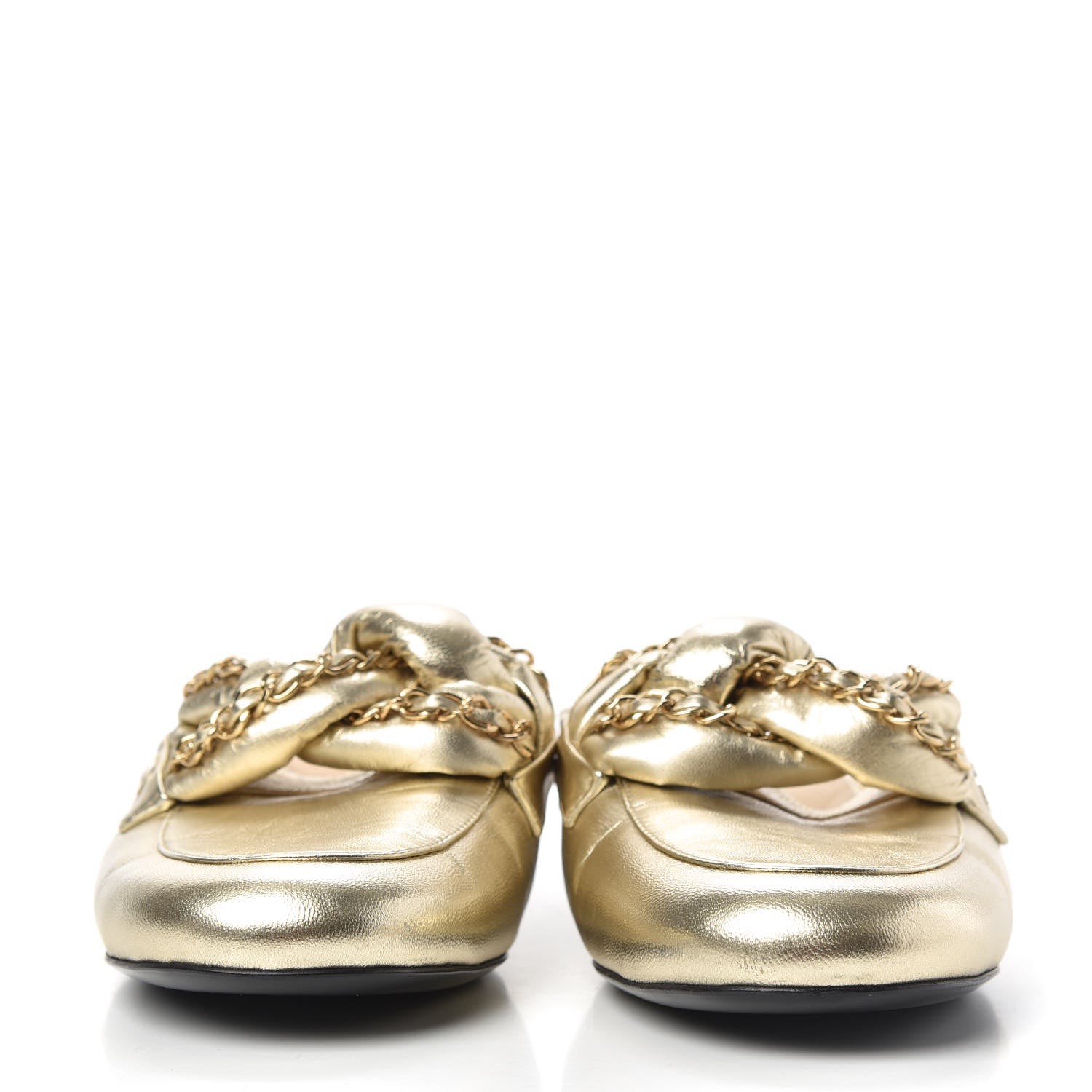 Chanel Metallic Lambskin Chain Braided Mules 39.5 Light Gold 2 of 10