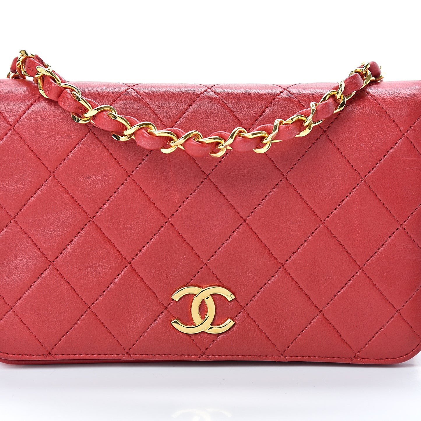 Lambskin Quilted Mini Flap Red