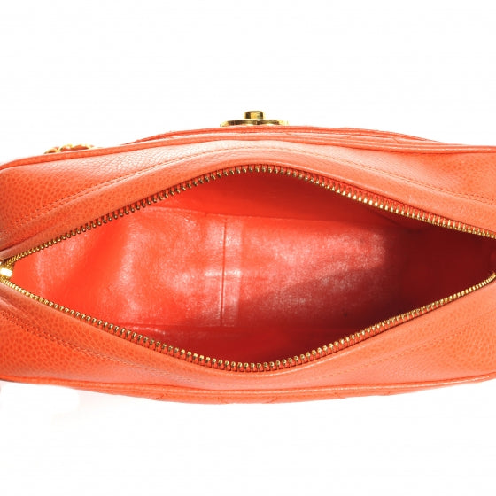 Caviar Quilted Camera Case Orange