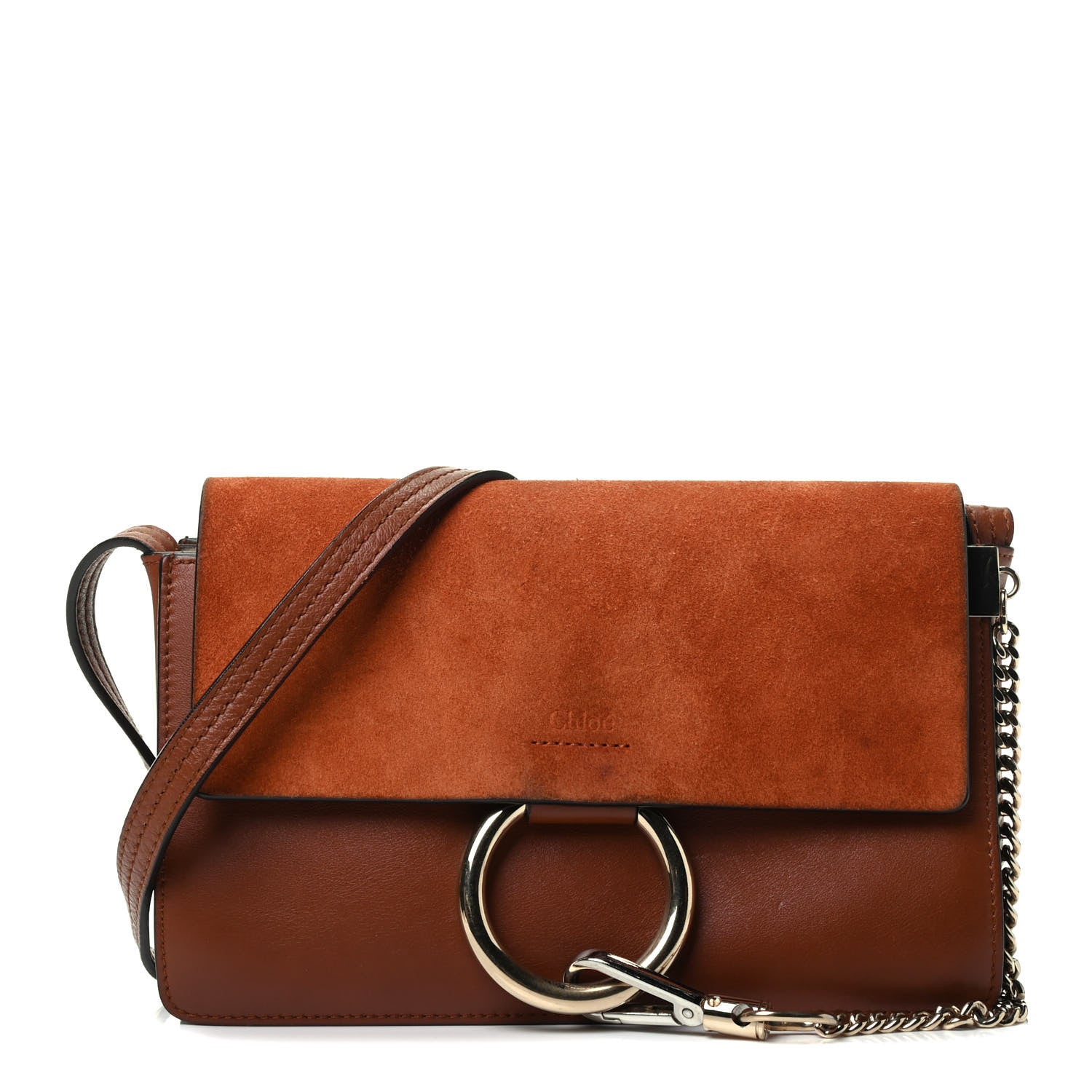 Chloe Suede Calfskin Small Faye Shoulder Bag Tobacco 1 of 4