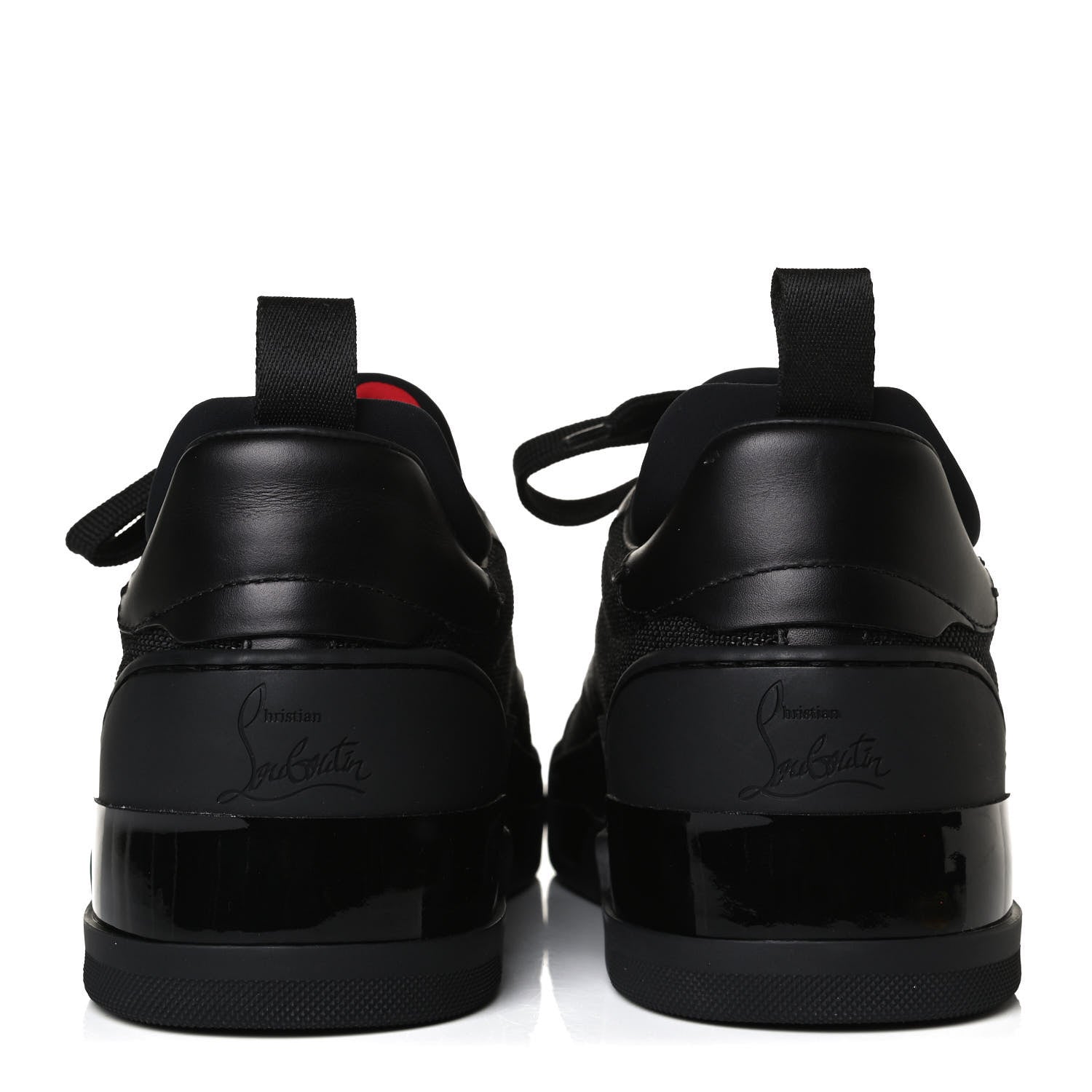 Christian Louboutin Calfskin Tisse Serre Patent Neoprene Aurelien Flat Sneakers 40 Black 6 of 13