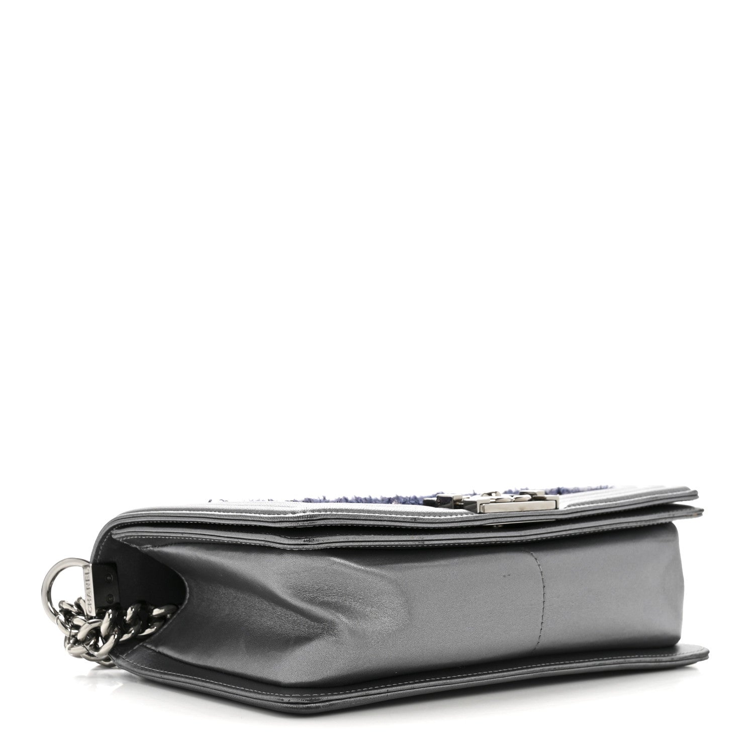 Chanel Tweed Metallic Lambskin Medium Boy Flap Silver 4 of 14