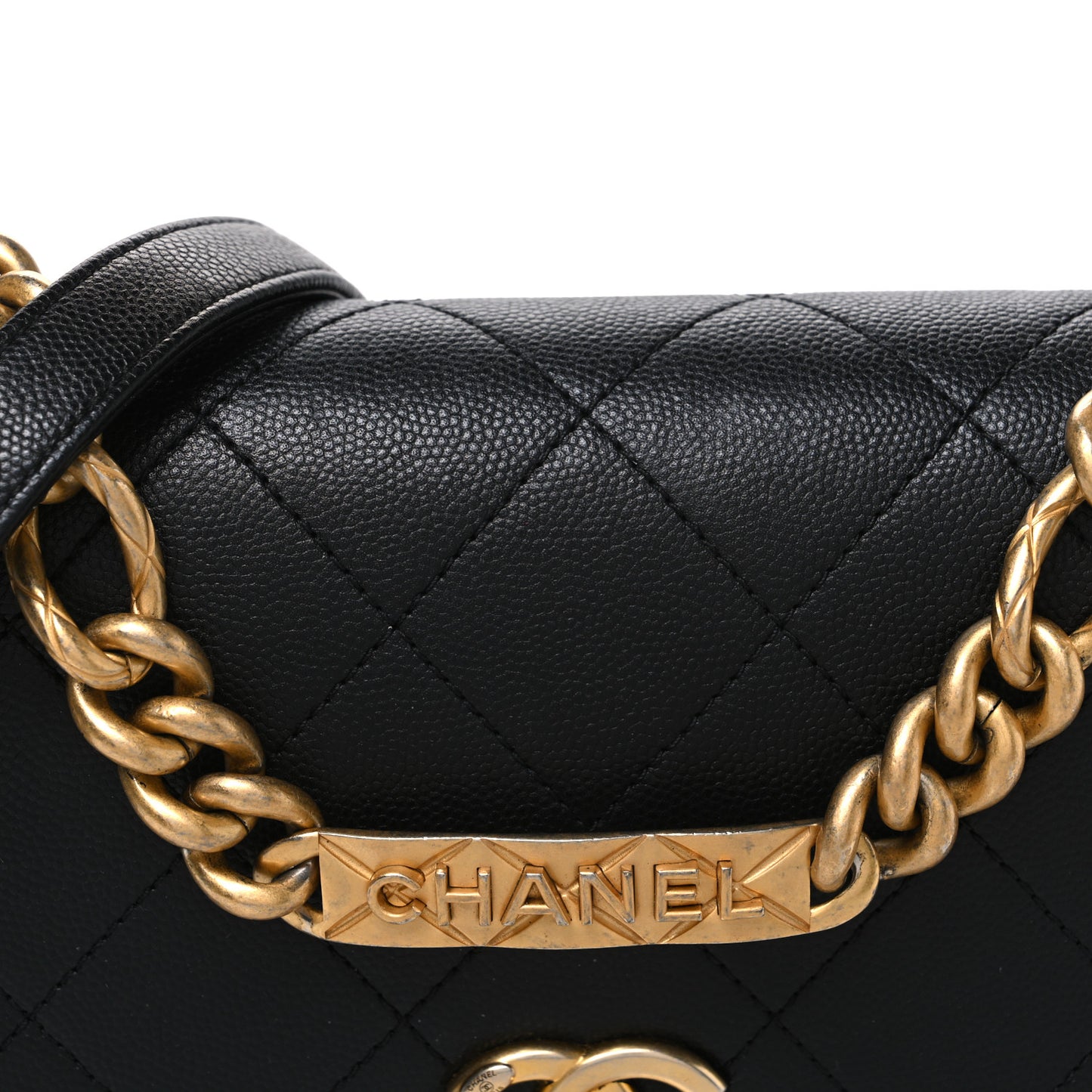 Caviar Quilted Mini Bracelet On Chain Flap Black