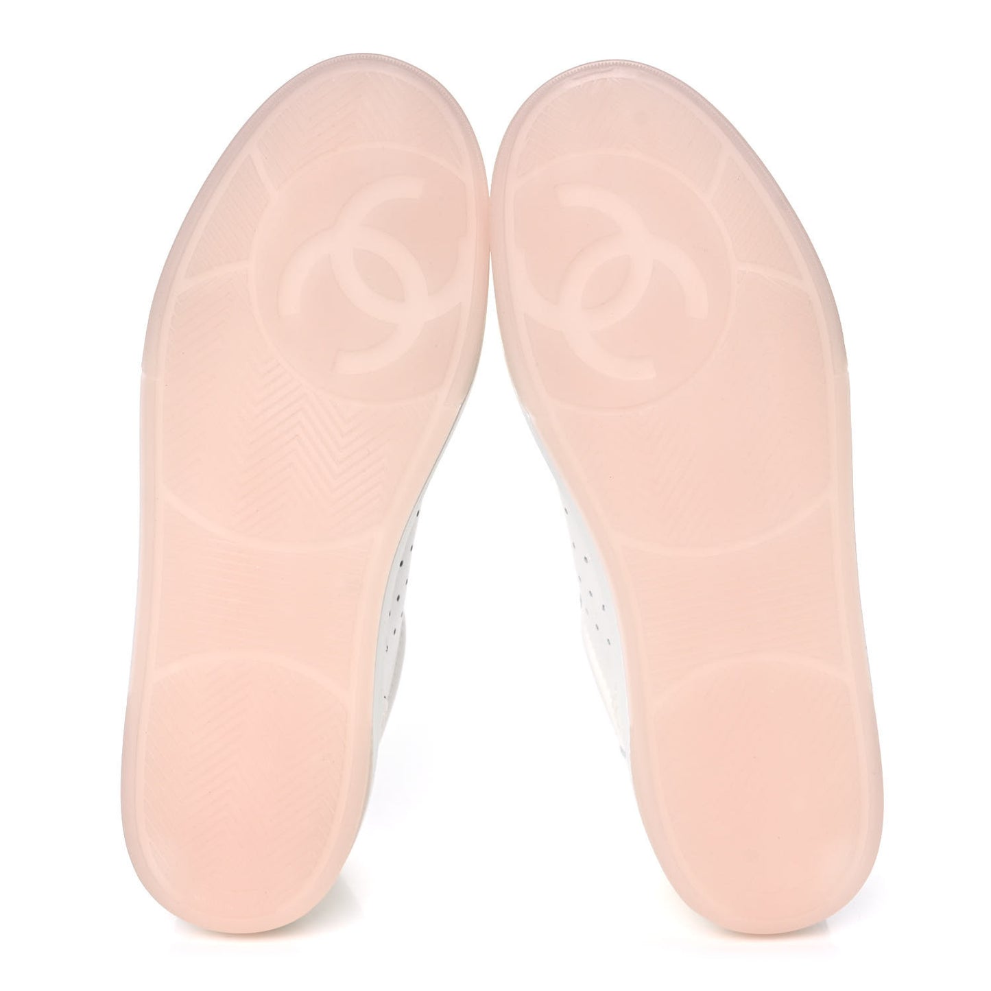 Grained Calfskin Fabric Womens Logo Sneakers 40.5 White Pink