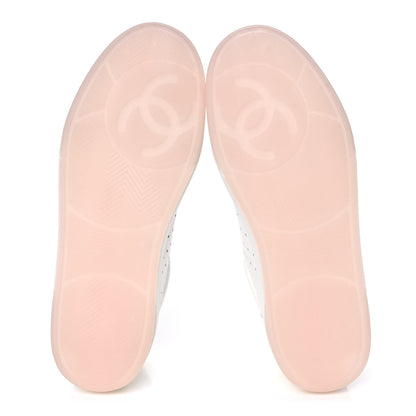 Chanel Grained Calfskin Fabric Womens Logo Sneakers 40.5 White Pink 5 of 10